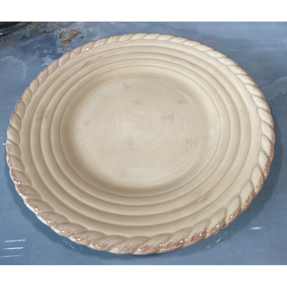 Artimino Tuscan Countryside CREAM Plates Embossed rope and Ring About Ten Inches